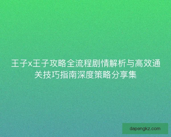 王子x王子攻略全流程剧情解析与高效通关技巧指南深度策略分享集